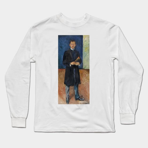 Self-Portrait with Brushes by Edvard Munch Long Sleeve T-Shirt by Classic Art Stall